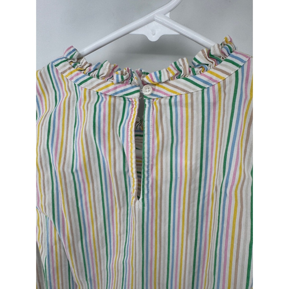 J.Crew Womens Ruffle Neck Sleeveless Striped Cotton Blouse Multi Color Size 0 - Picture 5 of 5